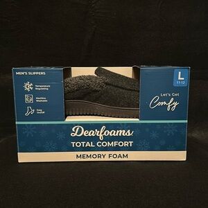 DEARFOAMS total comfort memory foam men’s black slippers size large (11-12) *New